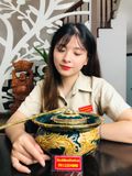  Bộ Điếu Bát Xanh Men Xanh Ngọc Lục Bảo họa tiết rồng vàng bọc đồng cao cấp BKCEVN-8025 