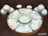  BỘ CHÉN ĐĨA GỐM SỨ HỌA TIẾT HOA XANH 
