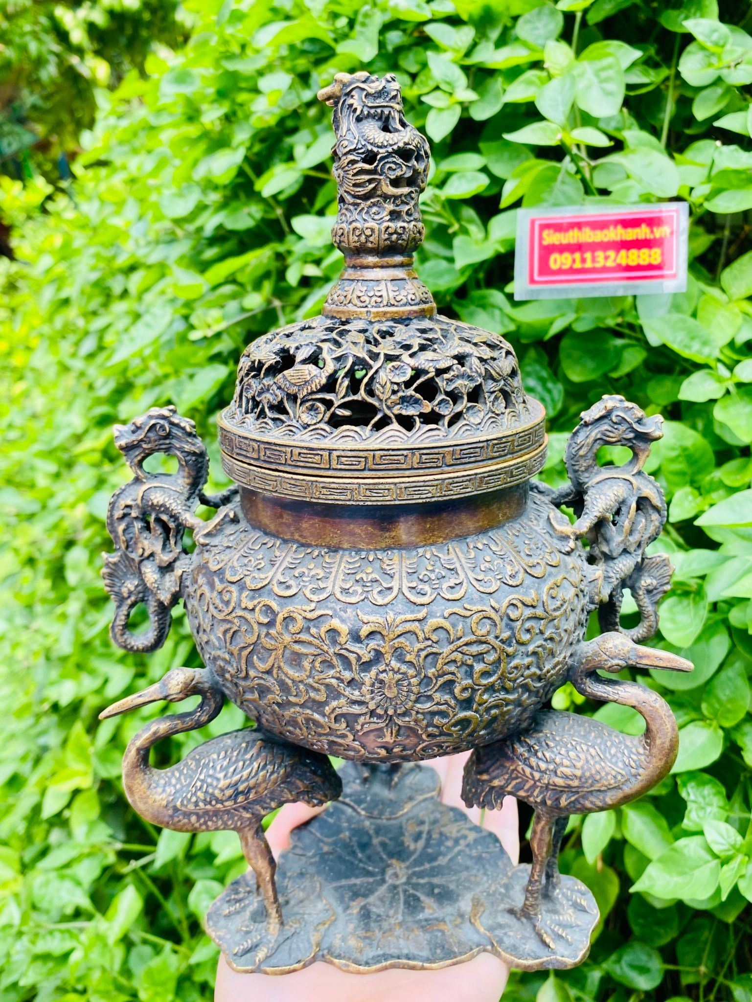  Lư hương đồng 30cm 