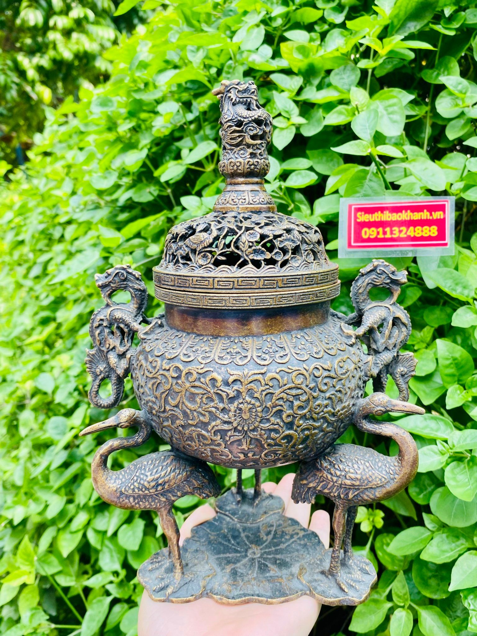  Lư hương đồng 30cm 