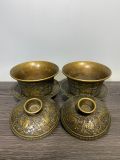  Cặp tách trà đồng chạm khắc nổi 