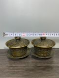  Cặp tách trà đồng chạm khắc nổi 