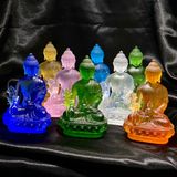  TƯỢNG PHẬT DƯỢC SƯ ĐÁ LƯU LY CAO CẤP 12CM MÀU CAM 