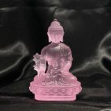  TƯỢNG PHẬT DƯỢC SƯ ĐÁ LƯU LY CAO CẤP 12CM MÀU HỒNG 