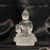 TƯỢNG PHẬT DƯỢC SƯ ĐÁ LƯU LY CAO CẤP 12CM MÀU TRẮNG 