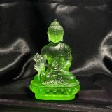  TƯỢNG PHẬT DƯỢC SƯ ĐÁ LƯU LY CAO CẤP 12CM MÀU XANH LÁ NHẠT 