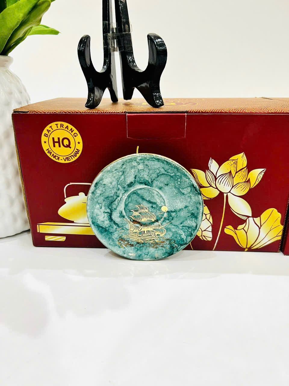  BỘ ẤM CHÉN MEN VÂN ĐÁ XANH THUẬN BUỒM XUÔI GIÓ (DT 500ML) 