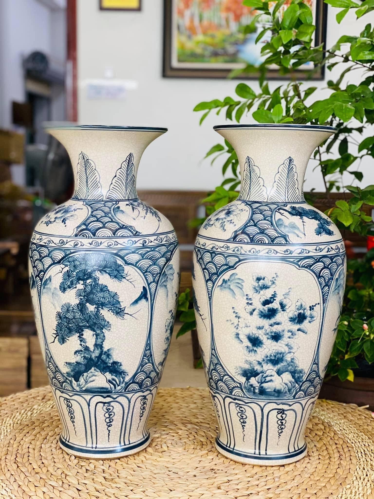  BỘ ĐÔI BÌNH MEN RẠN (CAO 65CM)(2 CHIẾC) 