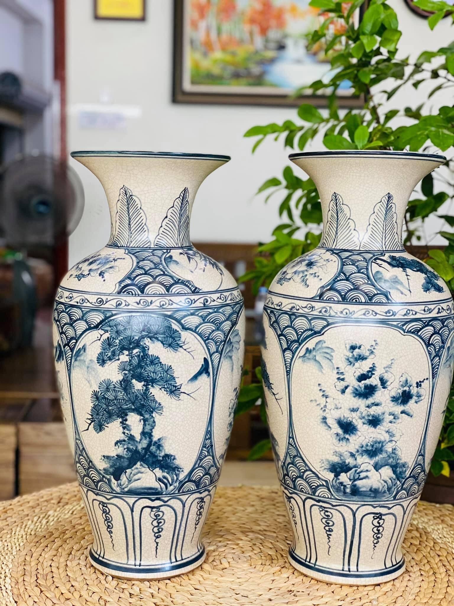  BỘ ĐÔI BÌNH MEN RẠN (CAO 65CM)(2 CHIẾC) 
