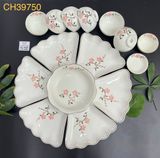 SET BÁT ĐĨA 7 MÓN HOẠ TIẾT HOA ĐƠN GIẢN 
