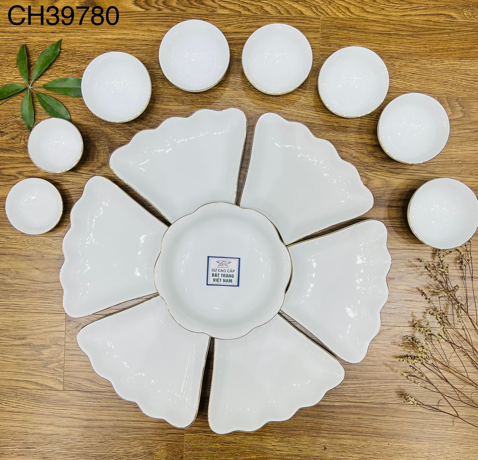  SET BÁT ĐĨA 7 MÓN HOẠ TIẾT HOA ĐƠN GIẢN 