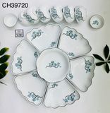  SET BÁT ĐĨA 7 MÓN HOẠ TIẾT HOA ĐƠN GIẢN 