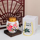  HỘP ĐỰNG TRÀ MEN TRẮNG HOẠ TIẾT DÁNG BẦU CHUM 