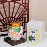  HỘP ĐỰNG TRÀ MEN TRẮNG HOẠ TIẾT DÁNG BẦU CHUM 