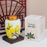  HỘP ĐỰNG TRÀ MEN TRẮNG HOẠ TIẾT 