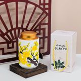  HỘP ĐỰNG TRÀ MEN TRẮNG HOẠ TIẾT DÁNG DÀI 