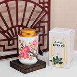  HỘP ĐỰNG TRÀ MEN TRẮNG HOẠ TIẾT DÁNG DÀI 