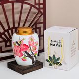  HỘP ĐỰNG TRÀ MEN TRẮNG HOẠ TIẾT 