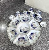  BỘ BÁT ĐĨA THỜ CÚNG VẼ HOA MẶT TRỜI 15 MÓN ĐK 45CM 