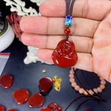  MẶT DÂY CHUYỀN PHẬT DI LẶC ĐÁ MÃ NÃO MÀU ĐỎ 