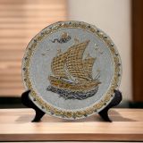  TRANH MEN RẠN VẼ VÀNG (ĐK 40cm) 