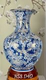  BẢO BÌNH MEN LAM HOA VĂN VẼ RỒNG DÁNG TỎI 58CM 