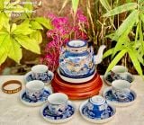  BỘ ẤM CHÉN BÁT TRÀNG LONG ẨN VẼ VÀNG 
