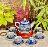  BỘ ẤM CHÉN BÁT TRÀNG LONG ẨN VẼ VÀNG 
