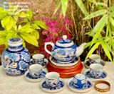  BỘ ẤM CHÉN BÁT TRÀNG LONG ẨN VẼ VÀNG 
