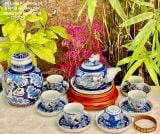  BỘ ẤM CHÉN BÁT TRÀNG LONG ẨN VẼ VÀNG 