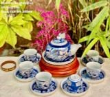  BỘ ẤM CHÉN BÁT TRÀNG LONG ẨN VẼ VÀNG 