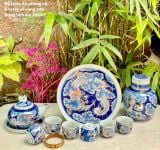  BỘ ẤM CHÉN BÁT TRÀNG LONG ẨN VẼ VÀNG 