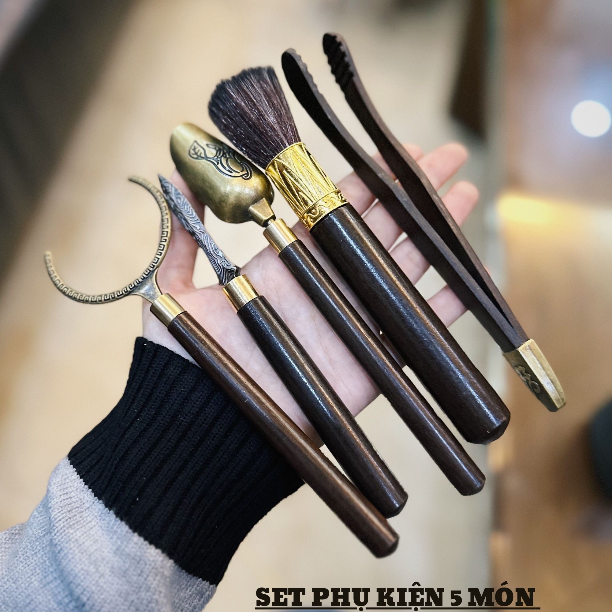  [HOT] BỘ PHỤ KIỆN TRÀ ĐẠO 5 MÓN KÈM HŨ GỐM 