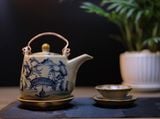  BỘ ẤM CHÉN MEN RẠN CAO CẤP BỌC ĐỒNG 