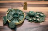  KHAY MỨT TẾT HÌNH HOA ĐÀO MEN CẨM THẠCH 