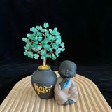  CÂY TÀI LỘC ĐÁ THẠCH ANH MẪU CHÚ TIỂU ÔM CÂY CAO 18CM 