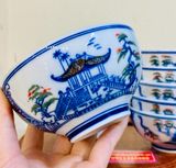  BỘ CHỤC bát ăn bằng gốm sứ cao cấp vẽ Phong cảnh chùa Hương (10 chiếc) 