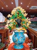  BÌNH HOA TINH THỂ THẠCH ANH VÀNG THU HÚT TÀI LỘC 