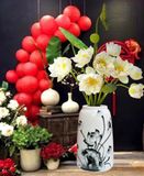  BÌNH HOA DÁNG LỌ HŨ VẼ SEN BỤI 