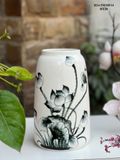  BÌNH HOA DÁNG LỌ HŨ VẼ SEN BỤI 