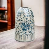  BÌNH HOA DÁNG CHUÔNG MEN RẠN VẼ HOA CAO 45CM 