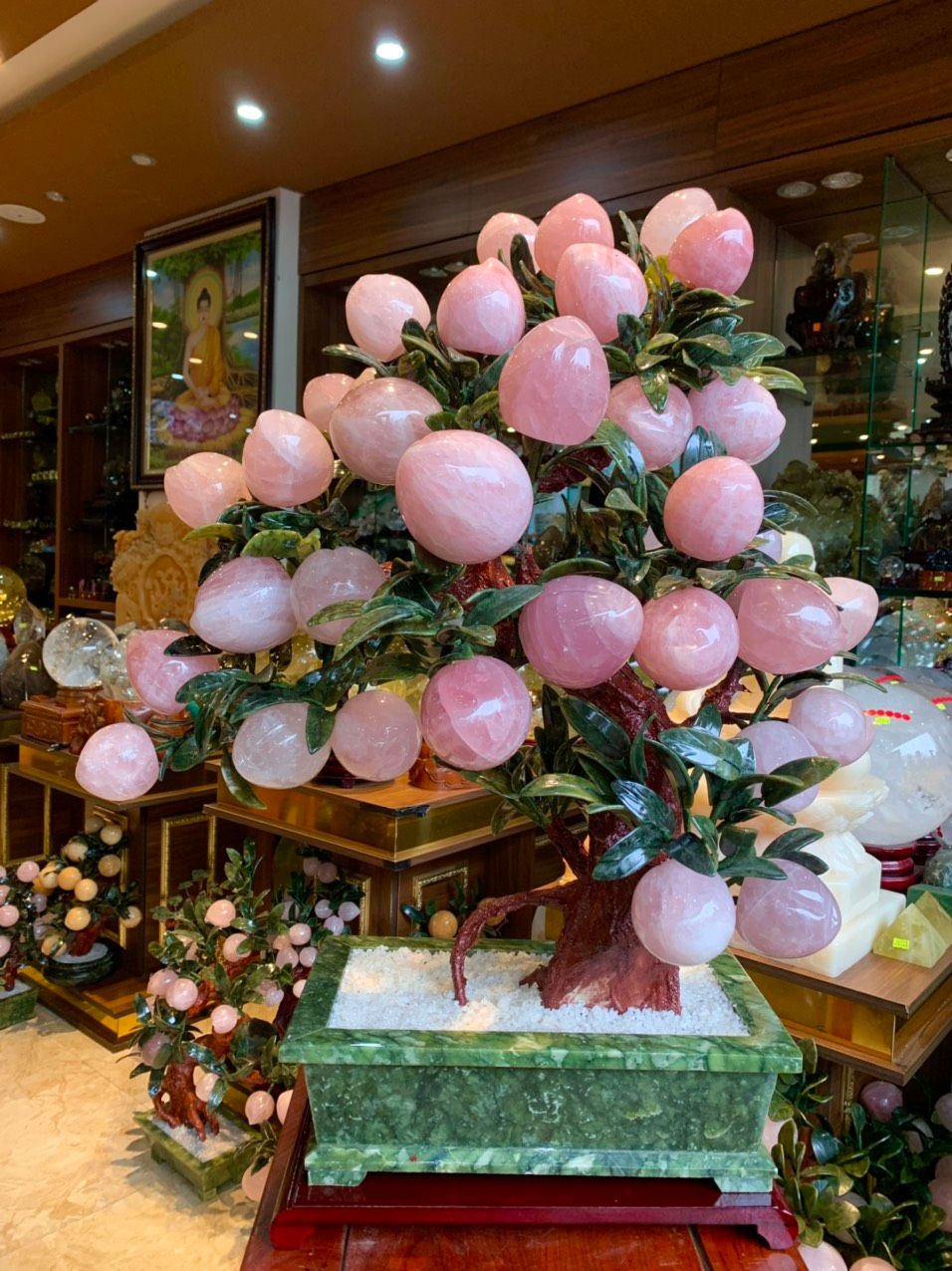  CÂY ĐÀO ĐÁ QUÝ THẠCH ANH HỒNG 38 QUẢ 