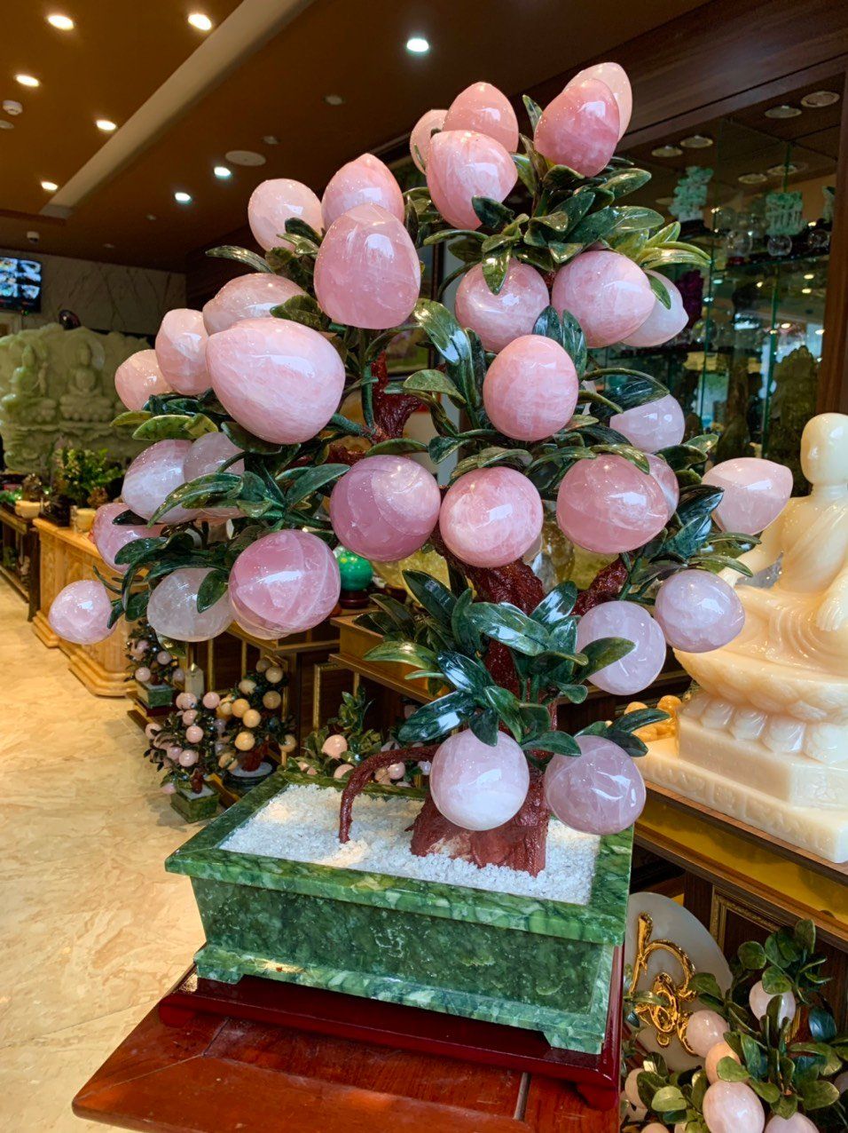  CÂY ĐÀO ĐÁ QUÝ THẠCH ANH HỒNG 38 QUẢ 