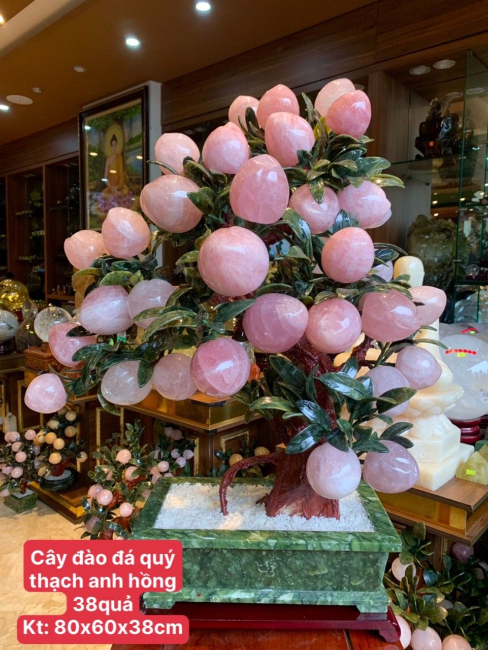  CÂY ĐÀO ĐÁ QUÝ THẠCH ANH HỒNG 38 QUẢ 