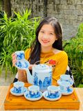  BỘ ẤM TÍCH MEN LAM NGỌC VẼ TRÚC LÂM 
