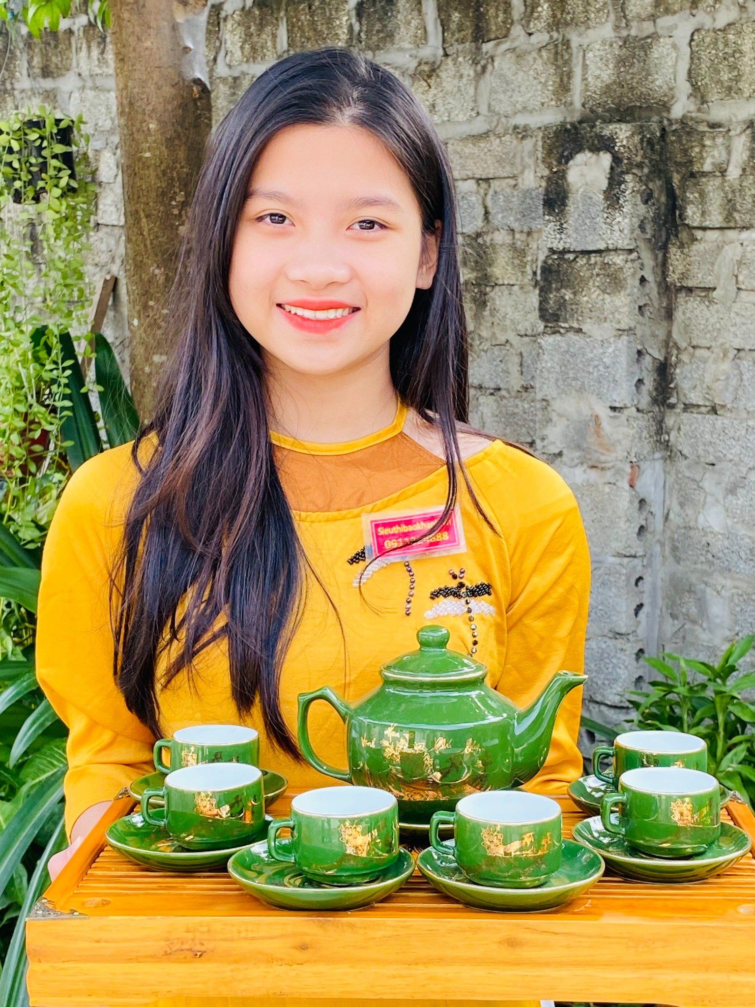  BỘ ẤM CHÉN VẼ VÀNG CẢNH LÀNG QUÊ 