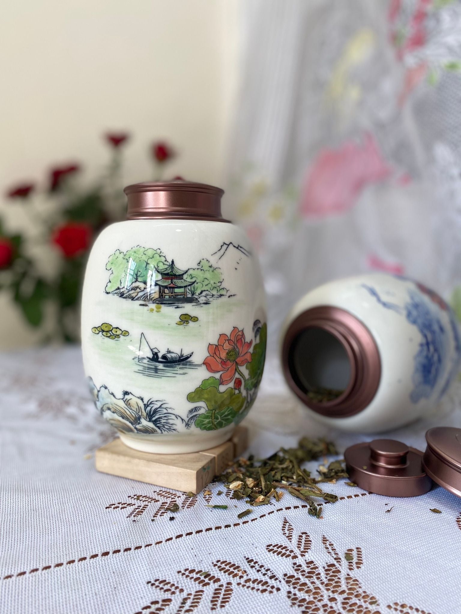  HỘP ĐỰNG TRÀ GỐM SỨ 