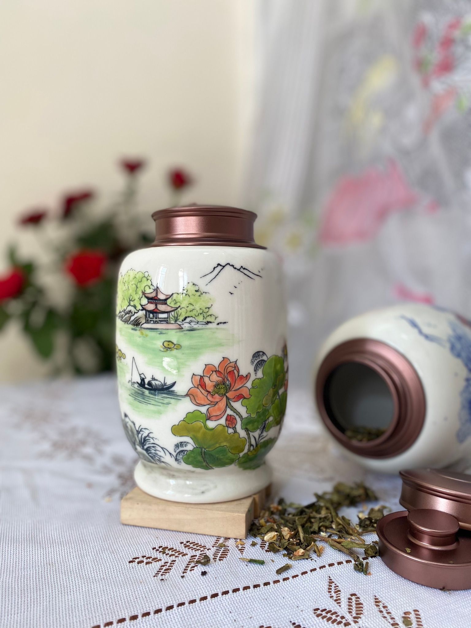  HỘP ĐỰNG TRÀ GỐM SỨ 