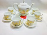  Bộ ấm chén Gốm sứ Bát Tràng men trắng vẽ công 