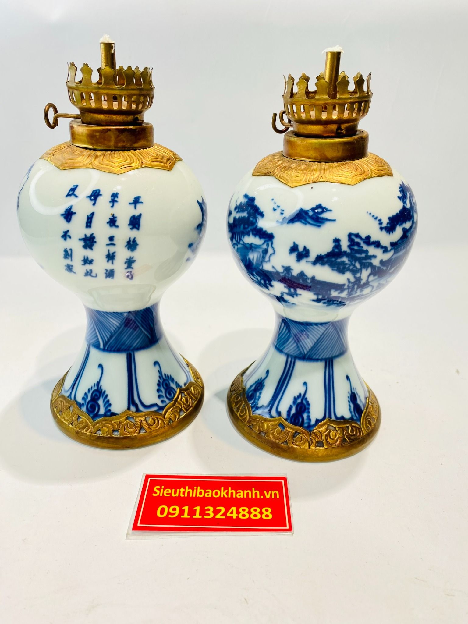  Đèn thờ dầu gốm sứ Bát Tràng 